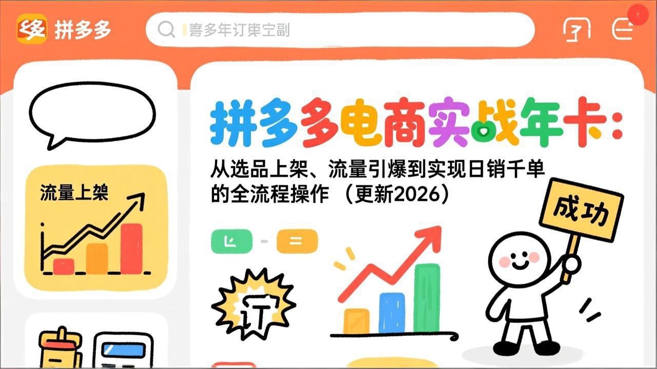 拼多多电商实战年卡：从选品上架、流量引爆到实现日销千单的全流程操作(更新2026年8月-鑫梵淘
