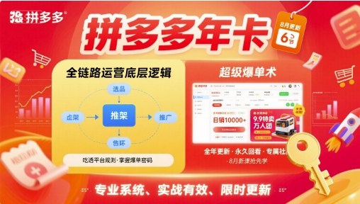 拼多多年卡，拼多多全链路运营底层逻辑，超级爆单术【更新26年8月】-鑫梵淘