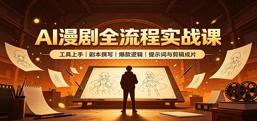 AI漫剧全流程实战课：工具上手、剧本撰写、爆款逻辑、提示词与剪辑成片-鑫梵淘