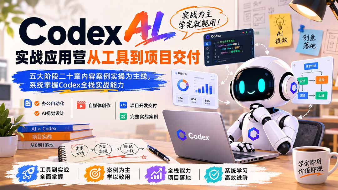Codex AI实战应用营从工具到项目交付；五大阶段二十章内容案例实操为主线，系统掌握Codex全栈实战能力-鑫梵淘