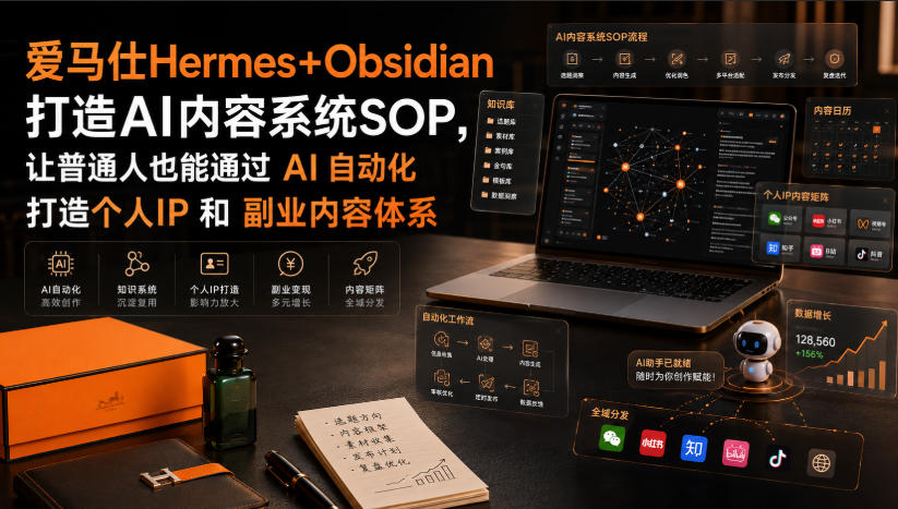 爱马仕Hermes+Obsidian打造AI内容系统SOP，让普通人也能通过 AI 自动化打造个人IP 和 副业内容体系-鑫梵淘