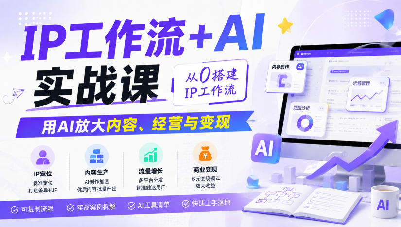IP工作流+AI实战课，从0搭建IP工作流，用AI放大内容、经营与变现-鑫梵淘