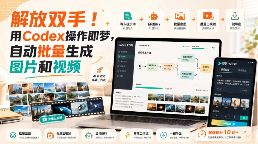 解放双手！用Codex操作即梦，自动批量生成图片和视频-鑫梵淘