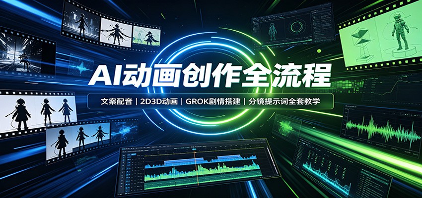 AI动画创作全流程：文案配音，2D3D动画，GROK剧情搭建，分镜提示词全套教学-鑫梵淘