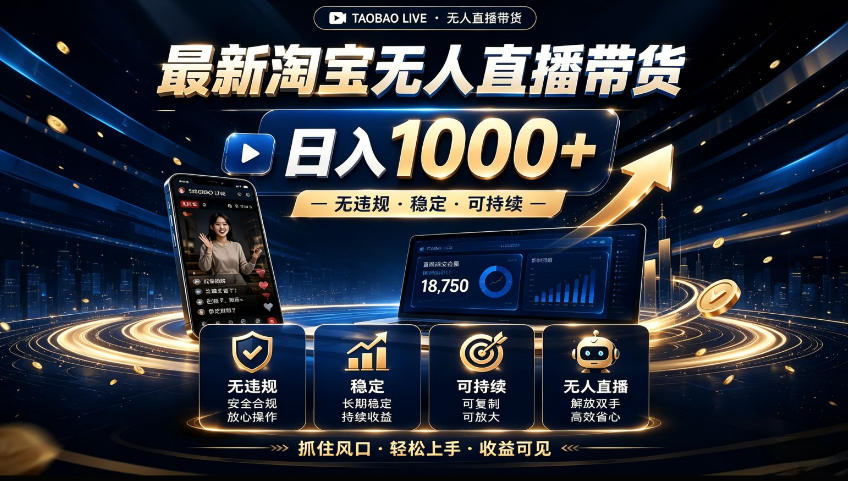 2026淘宝无人直播15.0，独家新技术，不用露脸、不用熬夜，自动直播自动出单，25小时卖17W【揭秘】-鑫梵淘
