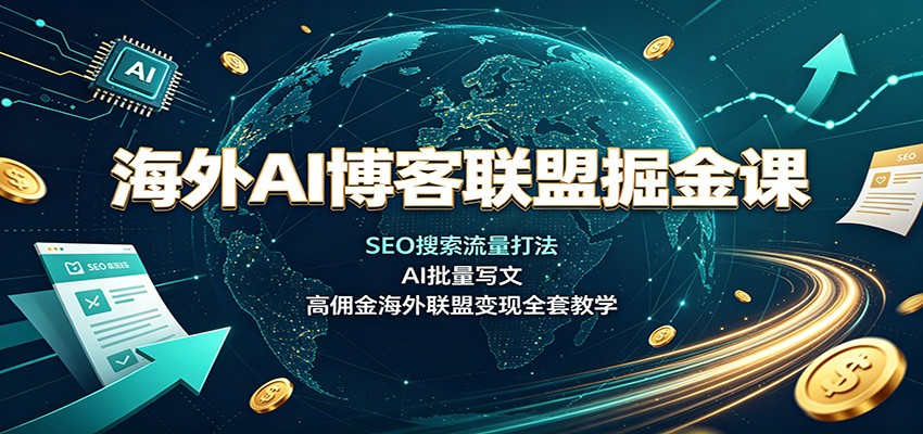 海外AI博客联盟掘金课：SEO搜索流量打法，AI批量写文，高佣金海外联盟变现全套教学-鑫梵淘