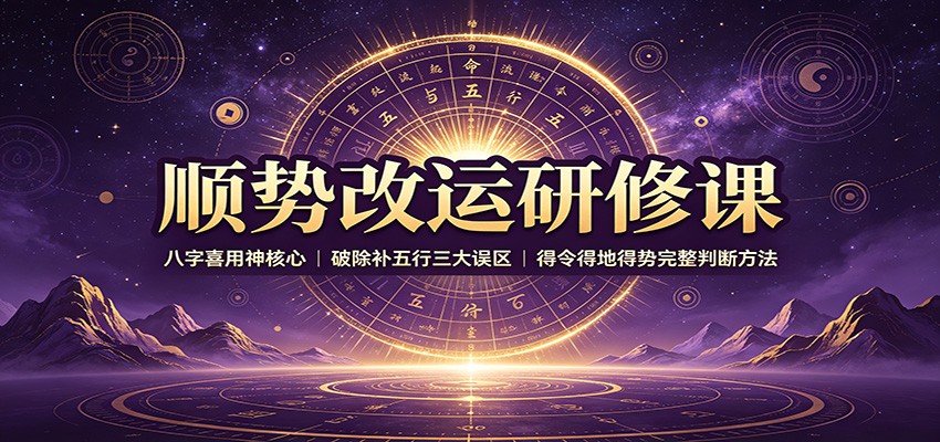 顺势改运研修课：八字喜用神核心，破除补五行三大误区，得令得地得势完整判断方法-鑫梵淘
