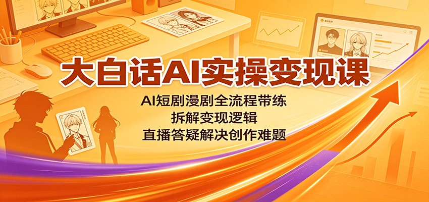 大白话AI实操变现课：AI短剧漫剧全流程带练，拆解变现逻辑，直播答疑解决创作难题-鑫梵淘