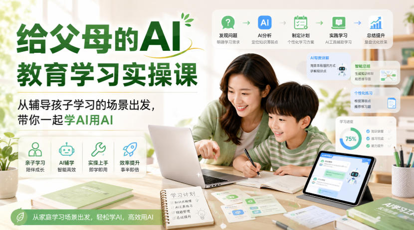 给父母的AI教育学习实操课，从辅导孩子学习的场景出发，带你一起学AI用AI-鑫梵淘