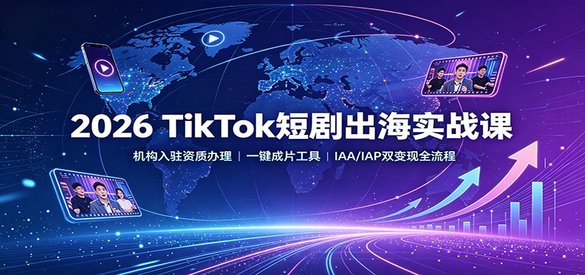 2026 TikTok短剧出海实战课：机构入驻资质办理，一键成片工具，IAA/IAP双变现全流程-鑫梵淘