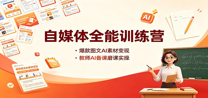 自媒体全能训练营：爆款图文AI素材变现，教师AI备课磨课实操-鑫梵淘