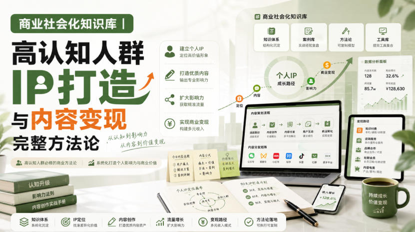 商业社会化知识库｜高认知人群IP打造与内容变现完整方法论【文档】-鑫梵淘