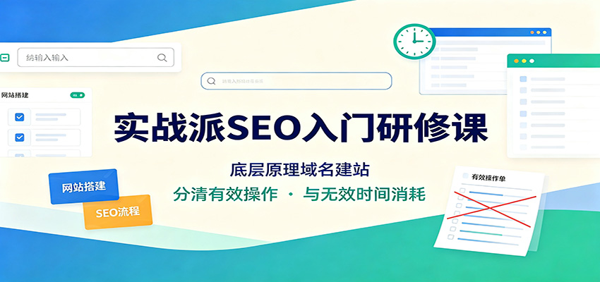 实战派SEO入门研修课：底层原理域名建站，分清有效操作与无效时间消耗-鑫梵淘