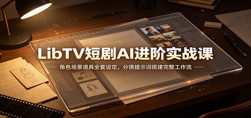 LibTV短剧AI进阶实战课：角色场景道具全套设定，分镜提示词搭建完整工作流-鑫梵淘