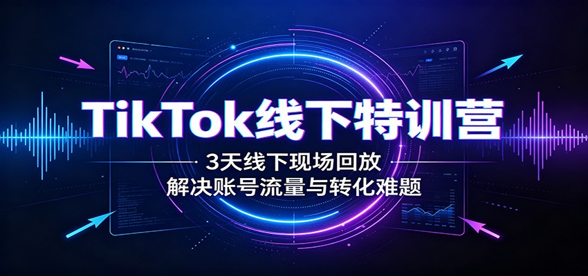 TikTok线下特训营：3天线下现场回放，解决账号流量与转化难题-鑫梵淘