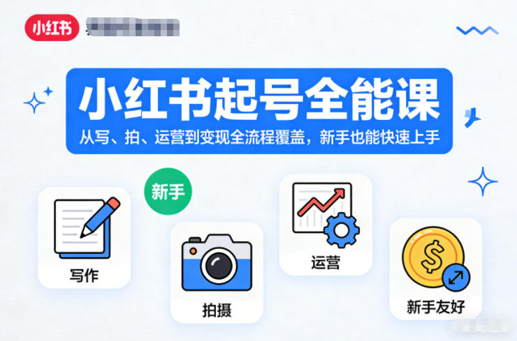 小红书起号全能课，从写、拍、运营到变现全流程覆盖，新手也能快速上手(更新)-鑫梵淘