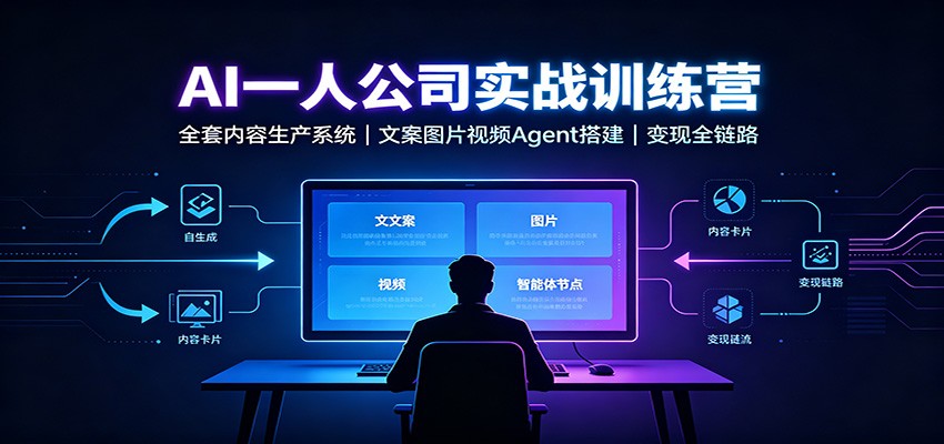 AI创作一人公司实战训练营：全套内容生产系统，文案图片视频Agent搭建变现全链路-鑫梵淘