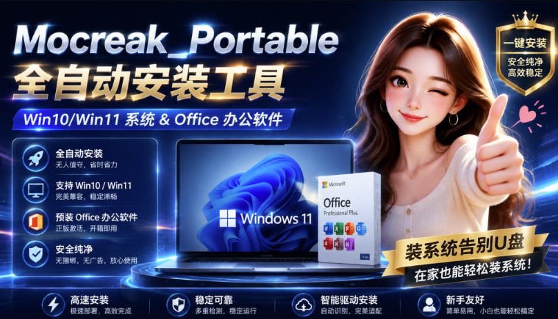 Mocreak全自动安装office和win10、win11系统，告别U盘装系统，使用安全可靠-鑫梵淘
