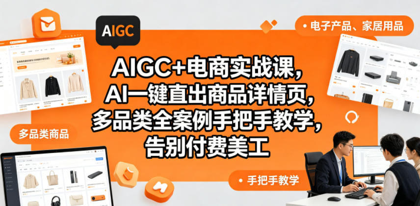 AIGC+电商实战课，AI一键直出商品详情页，多品类全案例手把手教学，告别付费美工(更新0820)-鑫梵淘