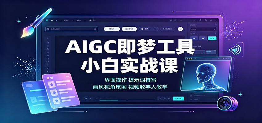 AIGC即梦工具小白实战课：界面操作，提示词撰写，画风视角氛围视频数字人教学-鑫梵淘