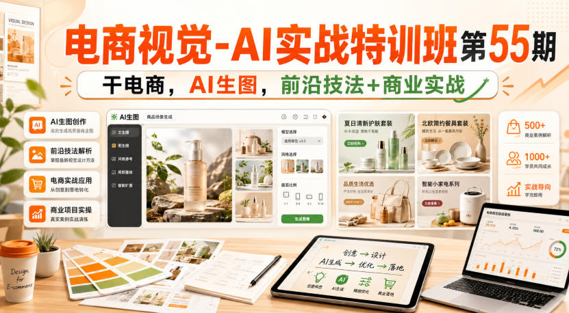 电商视觉-AI实战特训班第55期，干电商，AI生图，前沿技法+商业实战-鑫梵淘