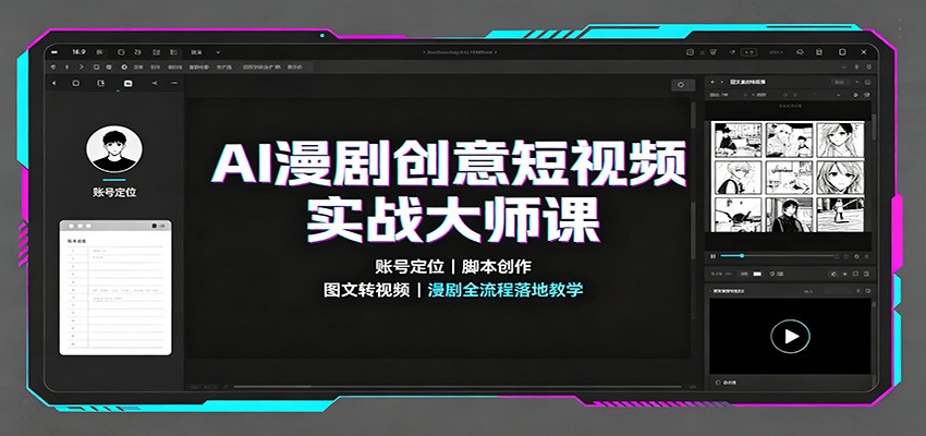 AI漫剧创意短视频实战大师课：账号定位脚本创作，图文转视频，漫剧全流程落地教学-鑫梵淘