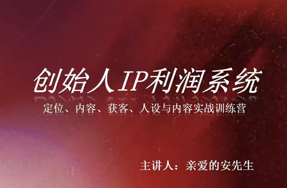 创始人IP利润系统8月训练营，定位、内容、获客、人设与内容实战训练营-鑫梵淘