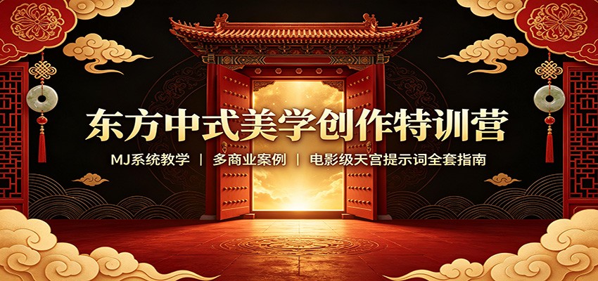 东方中式美学创作特训营：MJ系统教学，多商业案例，电影级天宫提示词全套指南-鑫梵淘