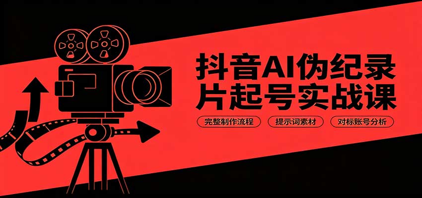 抖音AI伪纪录片起号实战课：完整制作流程，提示词素材，对标账号分析-鑫梵淘
