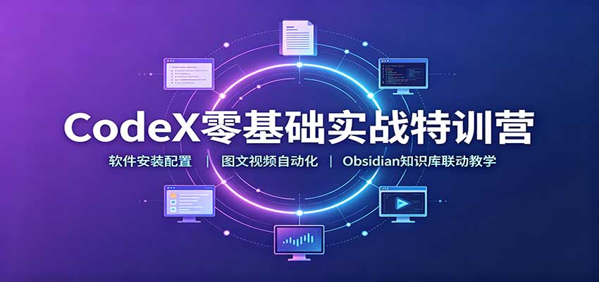 CodeX零基础实战特训营：软件安装配置，图文视频自动化，Obsidian知识库联动教学-鑫梵淘