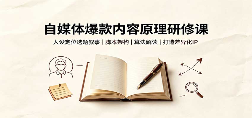 自媒体爆款内容原理研修课：人设定位选题叙事，脚本架构，算法解读打造差异化IP-鑫梵淘