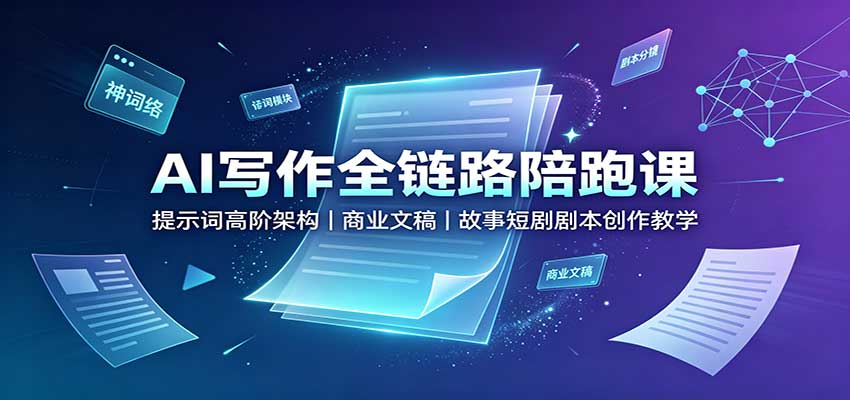 AI写作全链路陪跑课：提示词高阶架构，商业文稿，故事短剧剧本创作教学-鑫梵淘