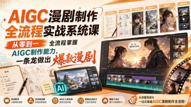 AIGC漫剧制作全流程实战系统课，从零到一全流程掌握AIGC制作能力，一条龙做出爆款漫剧-鑫梵淘