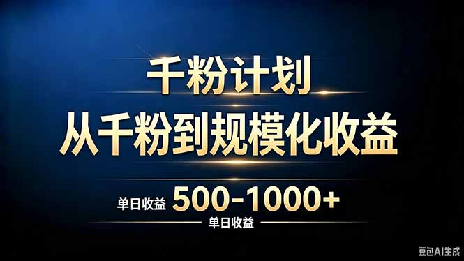 抖音千粉账号计划，从千粉到规模化收益 500-1000+单日收益-鑫梵淘