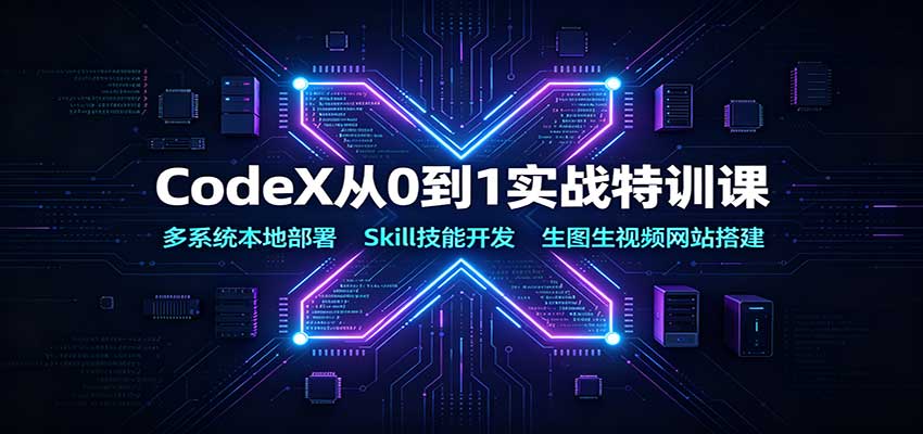 CodeX从0到1实战特训课：多系统本地部署，Skill技能开发，生图生视频网站搭建-鑫梵淘