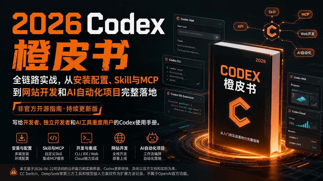 2026Codex橙皮书：全链路实战，从安装配置、Skill与MCP到网站开发和AI自动化项目完整落地-鑫梵淘