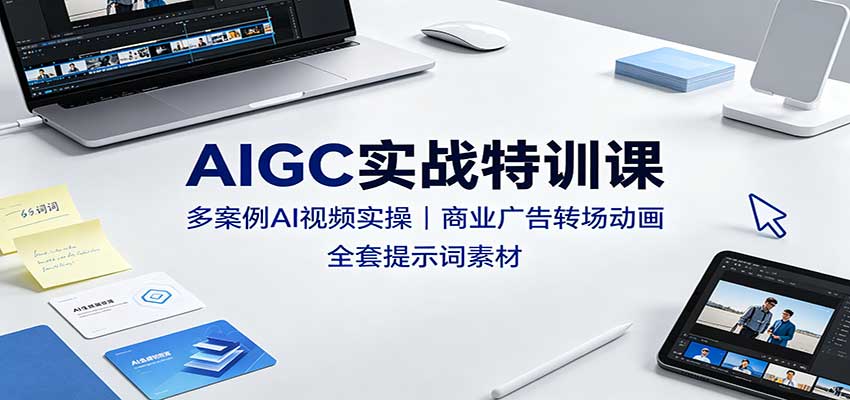 AIGC实战特训课：多案例AI视频实操，商业广告转场动画，全套提示词素材-鑫梵淘