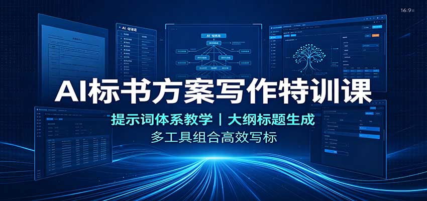 AI标书方案写作特训课：提示词体系教学，大纲标题生成，多工具组合高效写标-鑫梵淘