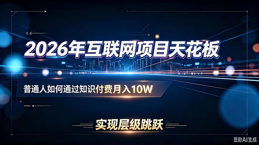 2026年互联网项目天花板：普通人如何通过知识付费月入10W，实现层级跳跃-鑫梵淘