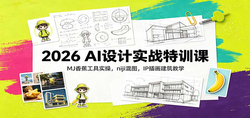 2026 AI设计实战特训课：MJ香蕉工具实操，niji混图，IP插画建筑教学-鑫梵淘