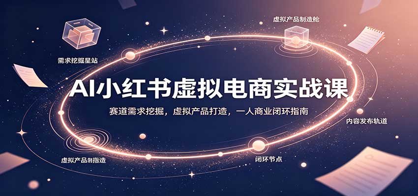 AI小红书虚拟电商实战课：赛道需求挖掘，虚拟产品打造，一人商业闭环指南-鑫梵淘