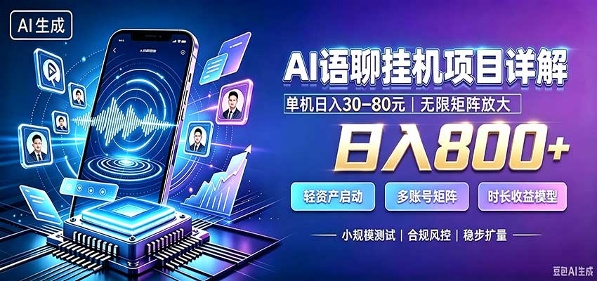 AI语聊挂机，日入800+，适用个人副业，工作室矩阵操作-鑫梵淘