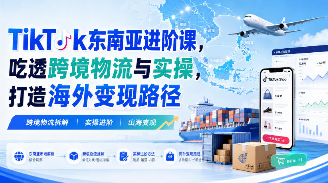 TikTok东南亚进阶课，吃透跨境物流与实操，打造海外变现路径-鑫梵淘