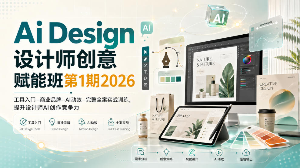 Ai Design设计师创意赋能班第1期2026｜工具入门‑商业品牌‑AI动效‑完整全案实战训练，提升设计师AI创作竞争力-鑫梵淘