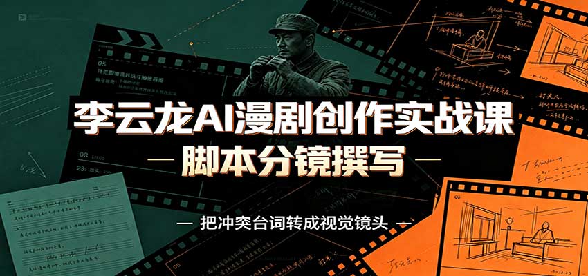 李云龙AI漫剧创作实战课：角色人设还原，脚本分镜撰写，AI漫剧成片完整制作教学-鑫梵淘