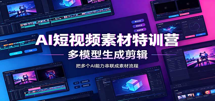 AI短视频素材特训营：Codex本地部署实操，多模型生成剪辑，爆量素材挖掘教学-鑫梵淘