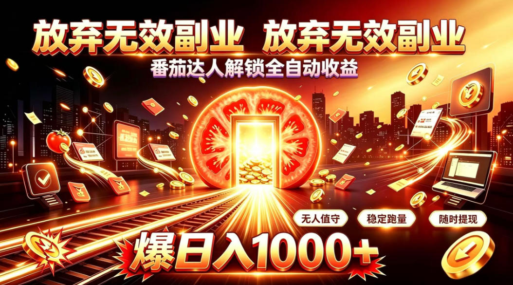 放弃无效副业，番茄达人解锁全自动收益，日入1k+，门槛最低的线上轻资产项目【揭秘】-鑫梵淘