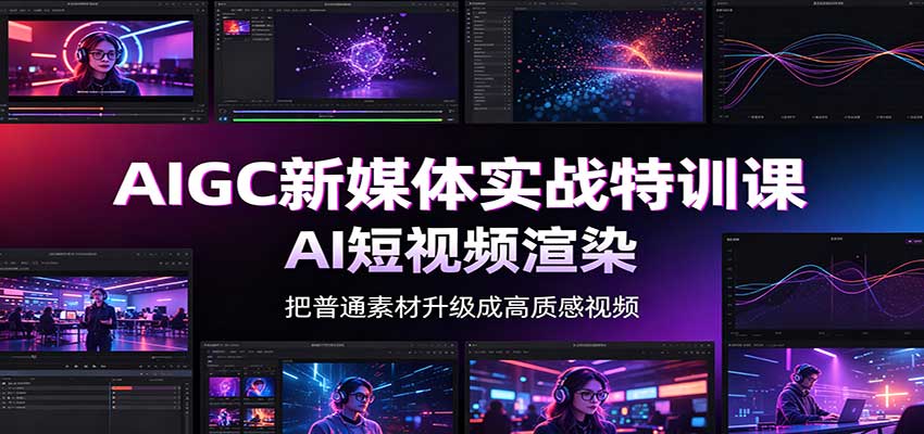 AIGC新媒体实战特训课：工具入门实操，AI短视频渲染，数字人商业视频制作-鑫梵淘