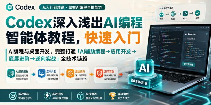 Codex深入浅出AI编程智能体教程，快速入门AI编程与桌面开发，打通「AI辅助编程→应用开发→底层进阶→逆向实战」全技术链路-鑫梵淘