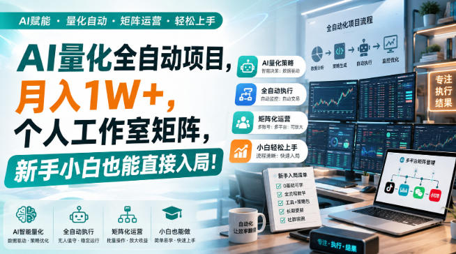 AI量化全自动项目，月入1W+，个人工作室矩阵，新手小白也能直接入局！【揭秘】-鑫梵淘
